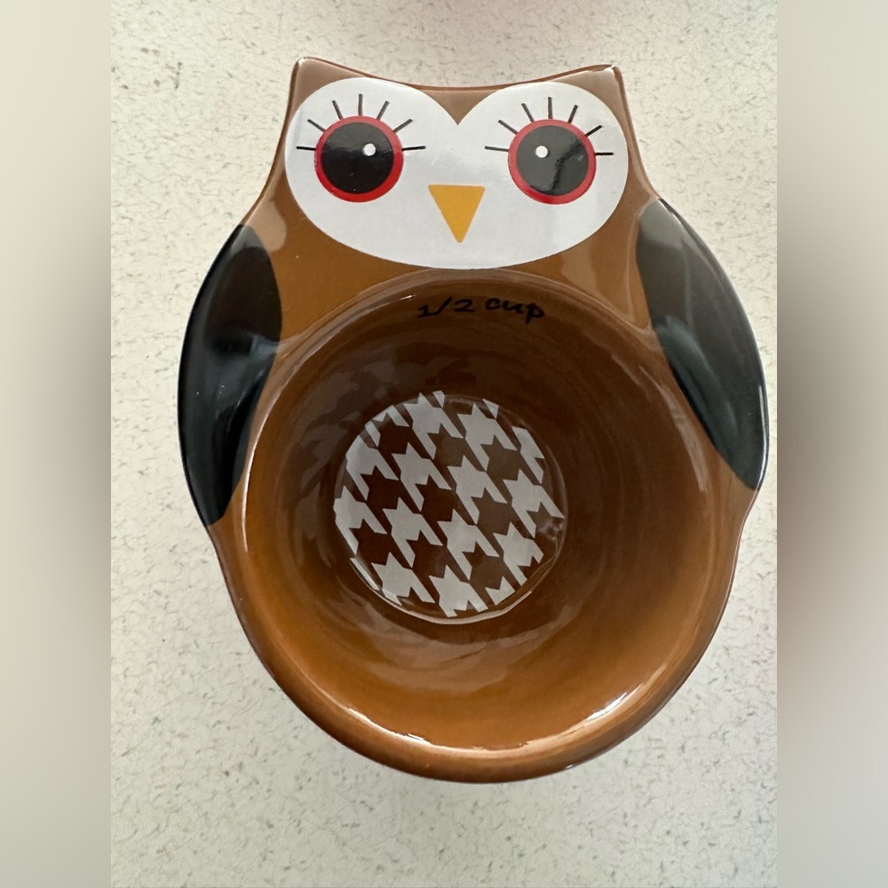 Set Of 4 Sur La Table Owl Ceramic Nesting Measuring Cups